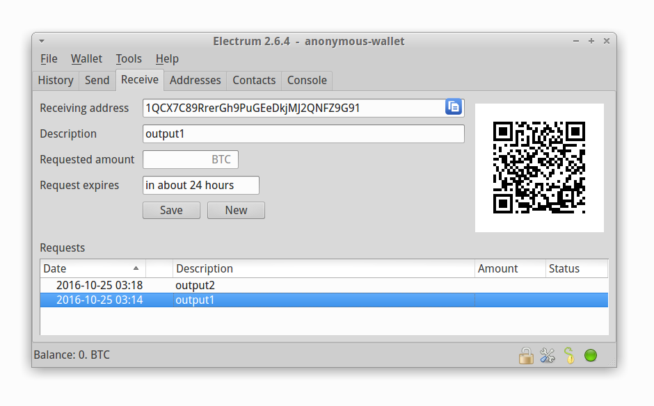 create a few output addresses